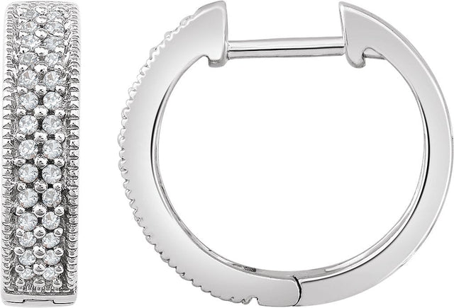 14K Gold Round Natural Diamond Hoop Earrings