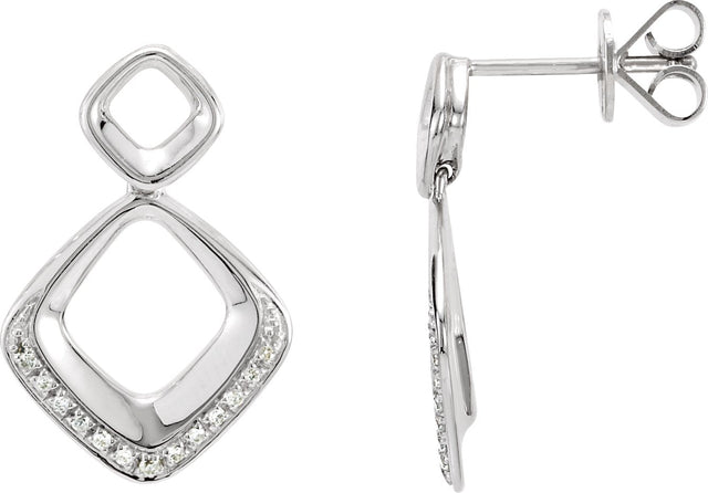 14K Gold Round Natural Diamond Geometric Earrings IV