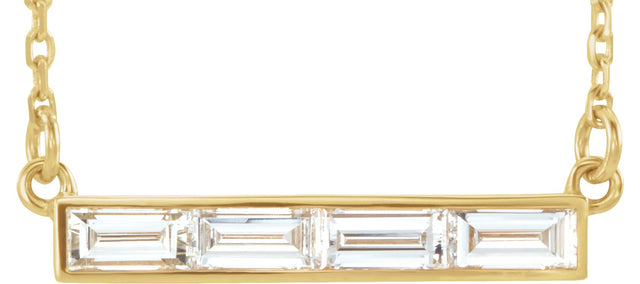 14K Gold Baguette Bar Necklace - Yellow Gold