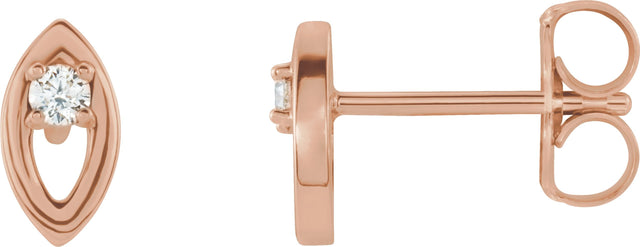 14K Gold Round Natural Diamond Accented Earrings – 1.8mm Stones - Rose Gold