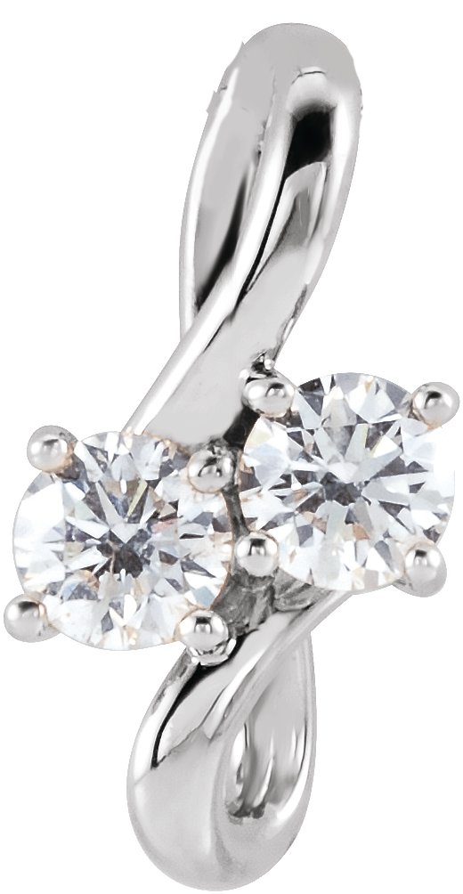 Platinum Round Natural Diamond Two-Stone Bypass Necklace or Pendant