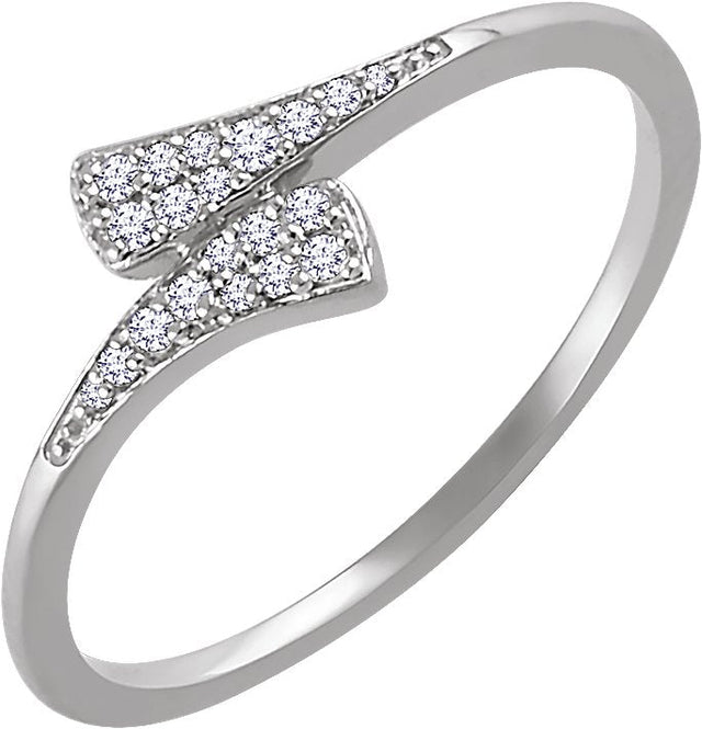 14K Gold Round Natural Diamond Accented Bypass Ring II - White Gold