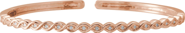 14K Gold Round Natural Diamond Stackable Bangle Bracelet - Rose Gold