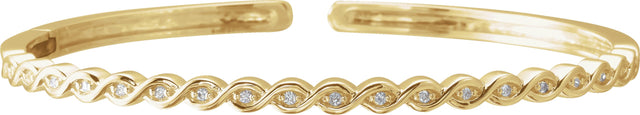 14K Gold Round Natural Diamond Stackable Bangle Bracelet - Yellow Gold