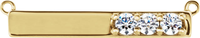 14K Gold Round Natural Diamond Accented Bar Necklace – 1/5 CTW - Yellow Gold