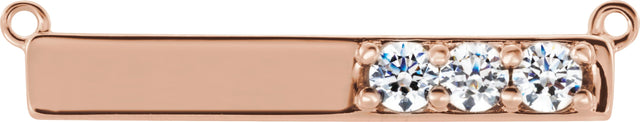 14K Gold Round Lab-Grown Diamond Accented Bar Necklace – 1/5 CTW - Rose Gold
