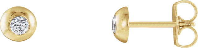 14K Gold Lab-Grown Diamond Round Bezel-Set Stud Earrings - Yellow Gold