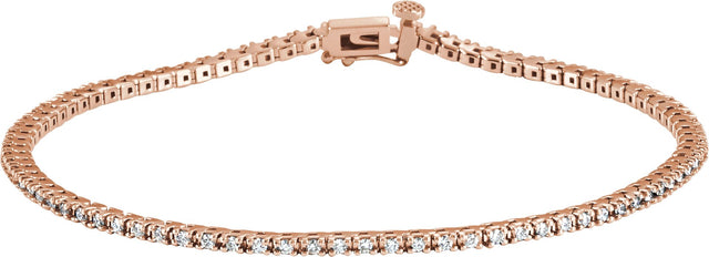 14K Gold Round Lab-Grown Diamond Line Bracelet – 1.3mm Stones - Rose Gold