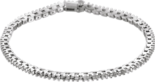 14K Gold Round Natural Diamond Line Bracelet – 2.2mm Stones - White Gold