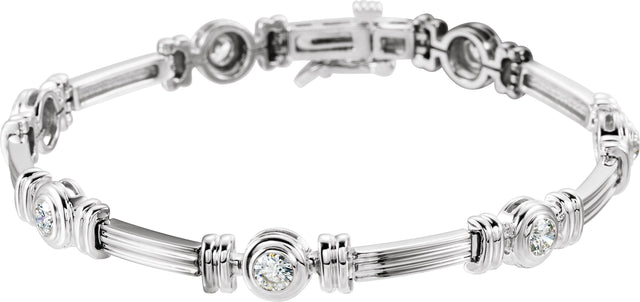 14K Gold Round Natural Diamond Bezel-Set Line Bracelet