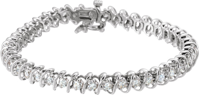 14K Gold Round Natural Diamond Line Bracelet – 3 1/3 CTW - White Gold