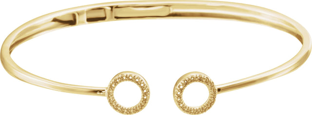 14K Gold Round Natural Diamond Circle Hinged Cuff Bracelet - Yellow Gold