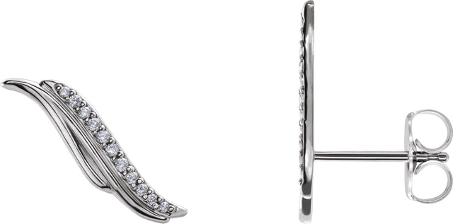 Platinum Round Natural Diamond Freeform Ear Climbers