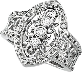 14K Gold Round Natural Diamond Accented Right Hand Ring – 2.4mm Stones