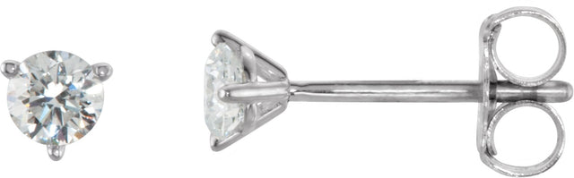 18K Gold Natural Diamond Round 3-Prong Cocktail-Style Stud Earrings