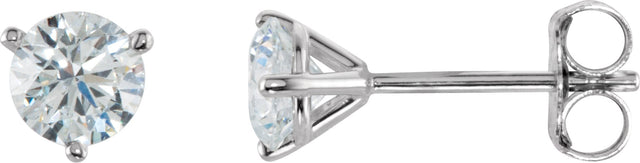 18K Gold Natural Diamond Round 3-Prong Cocktail-Style Stud Earrings