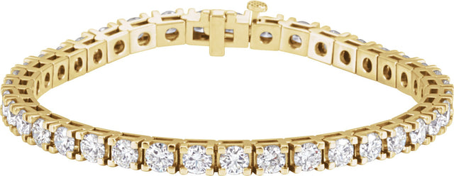 18K Gold Round Natural Diamond Line Bracelet – 3.9-4.1mm Stones - Yellow Gold