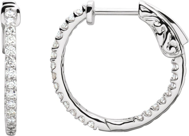 Platinum Round Natural Diamond Inside-Outside Hoop Earrings
