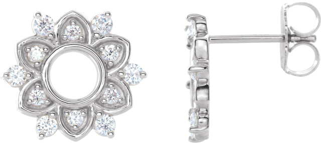 14K Gold Round Natural Diamond Accented Earrings III - White Gold