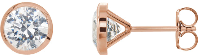 14K Gold Lab-Grown Diamond Round Bezel-Set Cocktail-Style Stud Earrings - Rose Gold