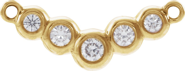 14K Gold Round Natural Diamond Bezel-Set "V" Necklace - Yellow Gold
