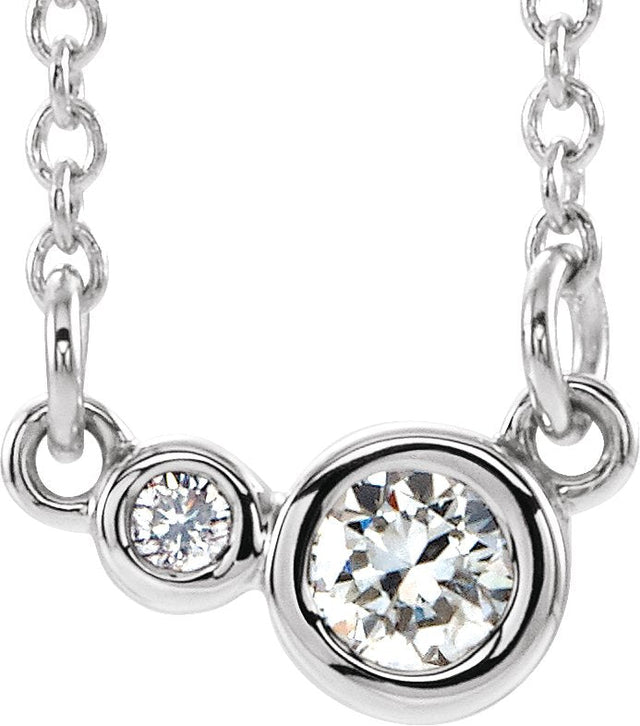 Platinum Round Natural White Sapphire Accented Bezel-Set Necklace