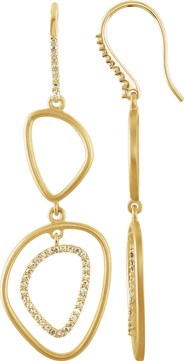 14K Gold Round Natural Diamond Open Silhouette Earrings