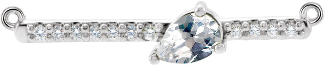 14K Gold Pear Lab-Grown Diamond Accented Bar Necklace - White Gold
