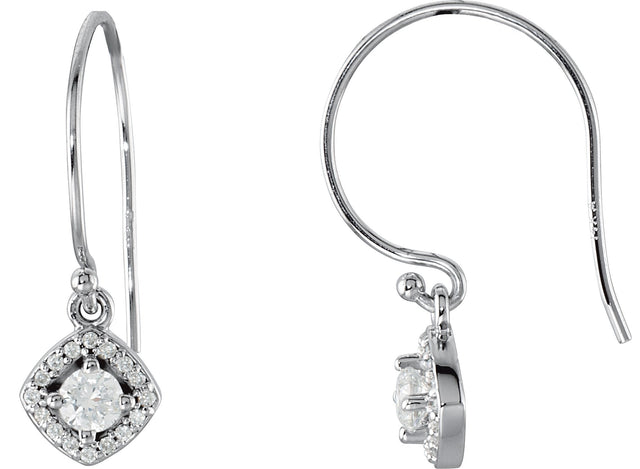 14K Gold Round Natural Diamond Halo-Style Earrings – 3.4-6.3mm Stones - White Gold