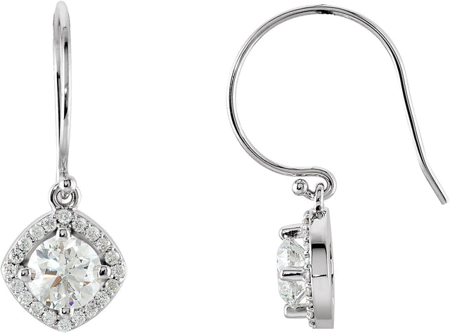14K Gold Round Natural Diamond Halo-Style Earrings – 3.4-6.3mm Stones - White Gold