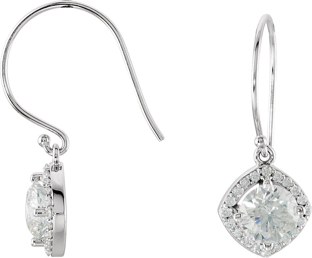 14K Gold Round Natural Diamond Halo-Style Earrings – 3.4-6.3mm Stones - White Gold