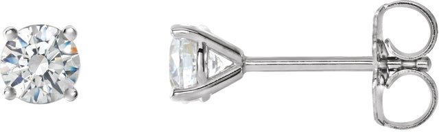 14K Gold Natural Diamond Round 4-Prong Cocktail-Style Stud Earrings - White Gold