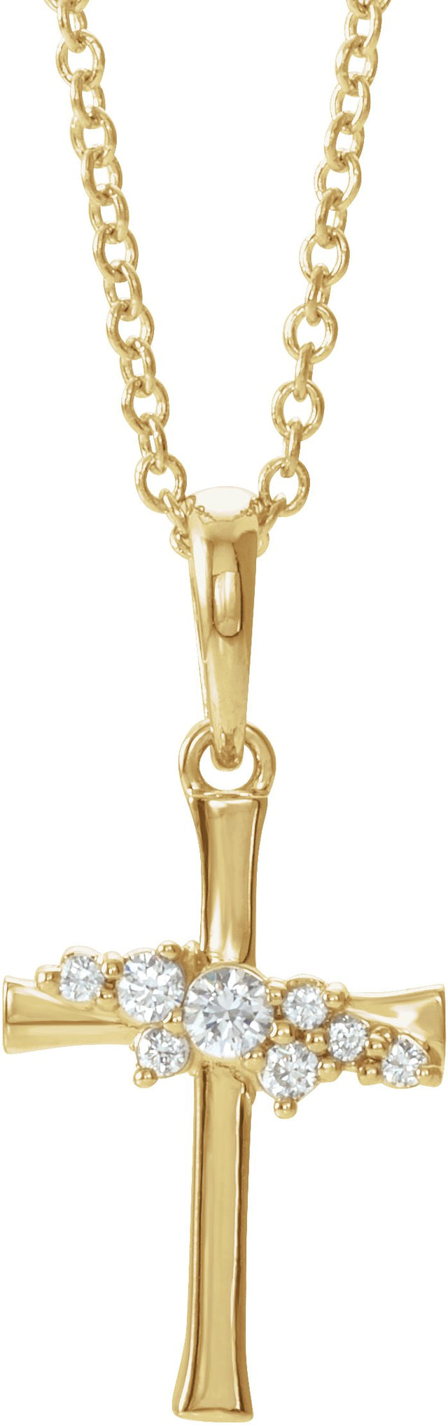 14K Gold Round Natural Diamond Cluster Cross Necklace or Pendant - Yellow Gold