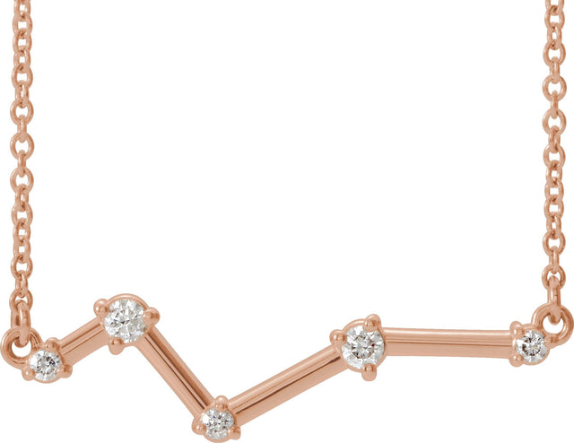14K Gold Constellation Bar Necklace - Rose Gold