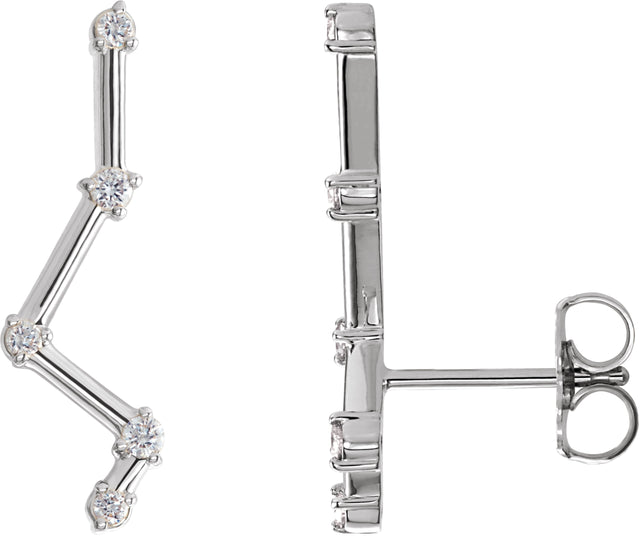 Platinum Round Natural Diamond Constellation Ear Climbers