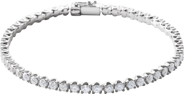 14K Gold Round Natural Diamond Line Bracelet – 1.9-2.9mm Stones - White Gold