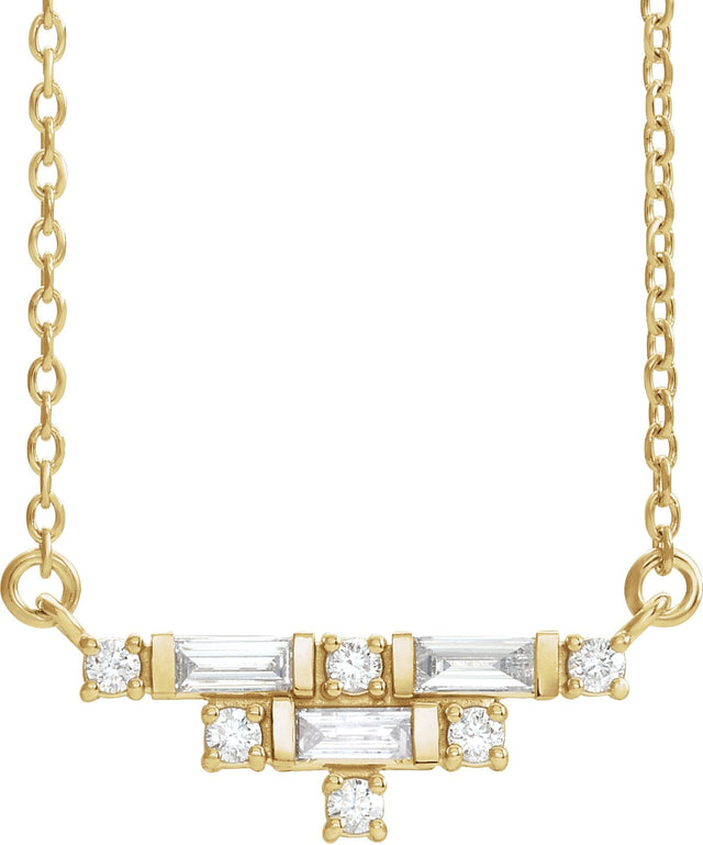 14K Gold Art Deco Necklace - Yellow Gold