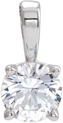 Platinum Round Natural White Sapphire Birthstone Necklace or Pendant