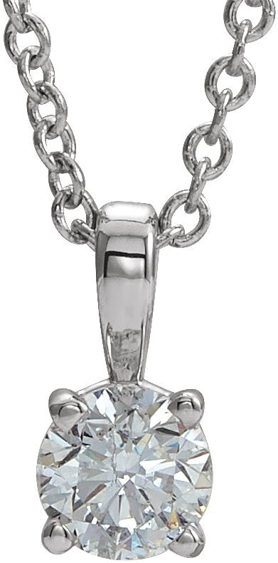 Platinum Round Natural Diamond Birthstone Necklace or Pendant