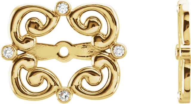 14K Gold Natural Diamond Vintage-Inspired Earring Jackets II - Yellow Gold