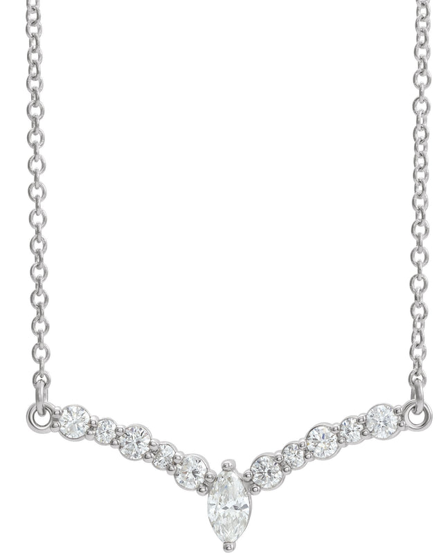 Platinum Accented V Necklace or Necklace Center