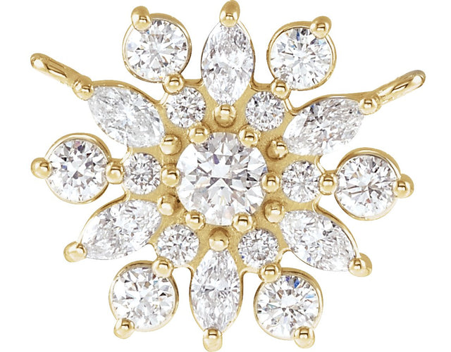 14K Gold Round Natural Diamond Vintage-Inspired Necklace - Yellow Gold