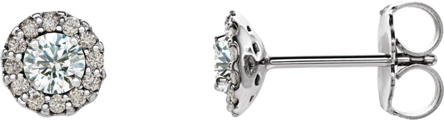 14K Gold Natural Diamond Round 4-Prong Halo-Style Earrings – 3-5.5mm Stones - White Gold