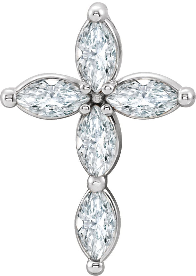 Platinum Marquise Natural Diamond Cross Necklace or Pendant