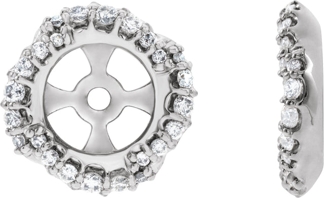 14K Gold Natural Diamond Halo-Style Earring Jackets XVII - White Gold