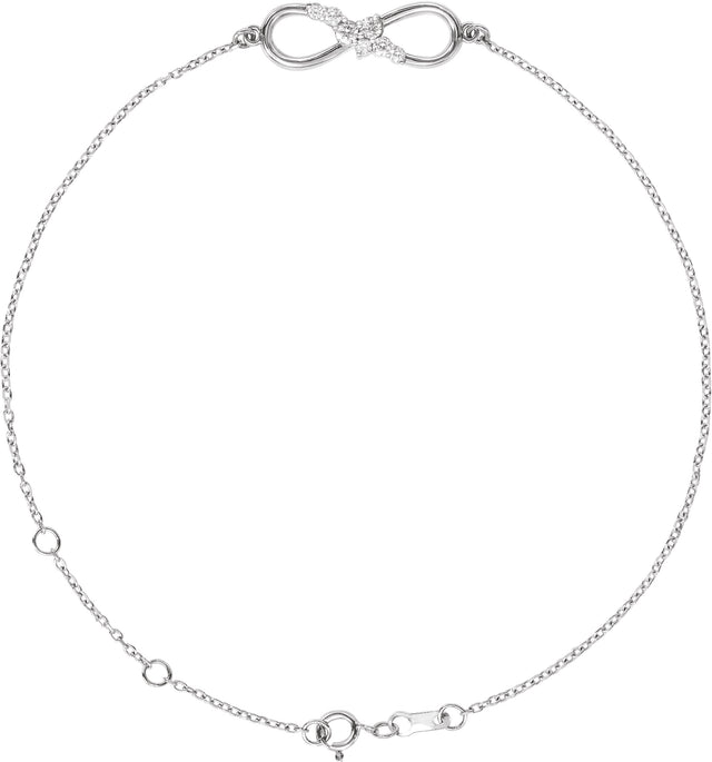 14K Gold Round Natural Diamond Accented Infinity-Inspired Bracelet - White Gold