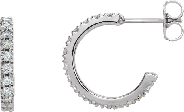 14K Gold Round Lab-Grown Diamond French-Set Hoop Earrings - Rose Gold