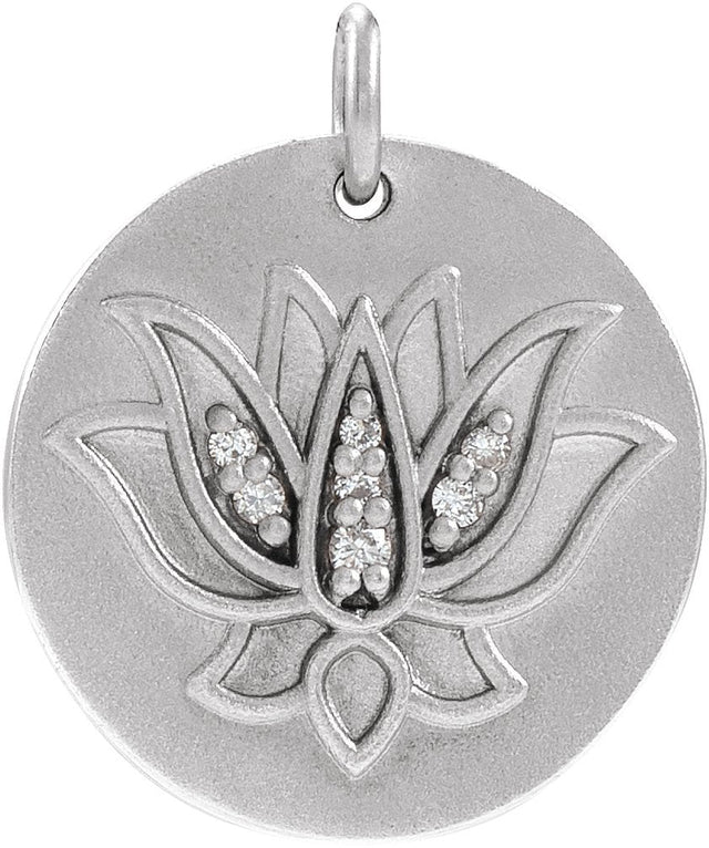 14K Gold Lotus Necklace or Pendant - White Gold