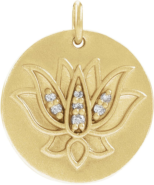 14K Gold Lotus Necklace or Pendant - Yellow Gold