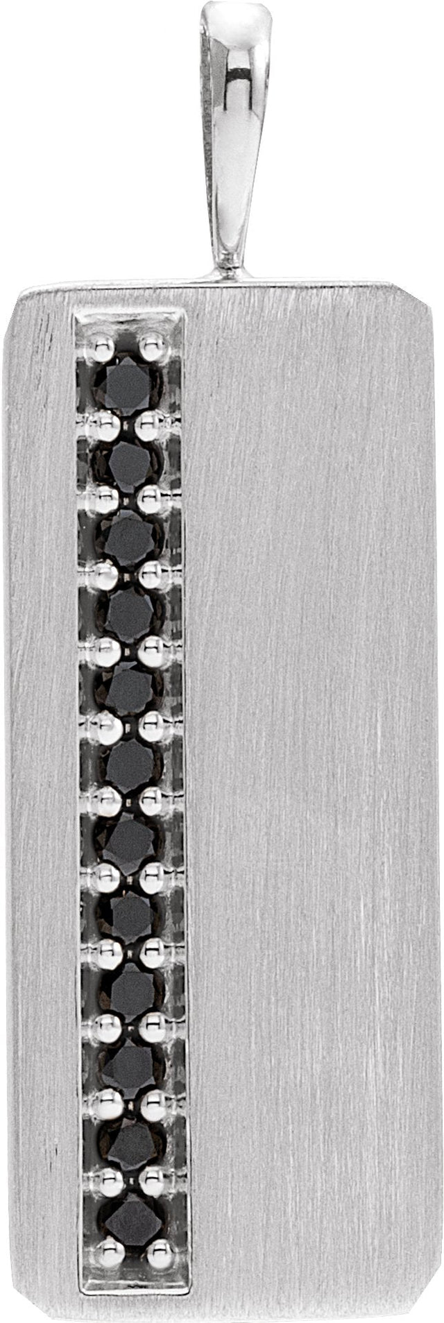 14K Gold Round Natural Black Diamond Geometric Necklace or Pendant - White Gold